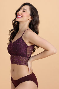 Zivame Double Layered Non Wired 3/4th Coverage Bralette - Grape Wine — thumbnail 4